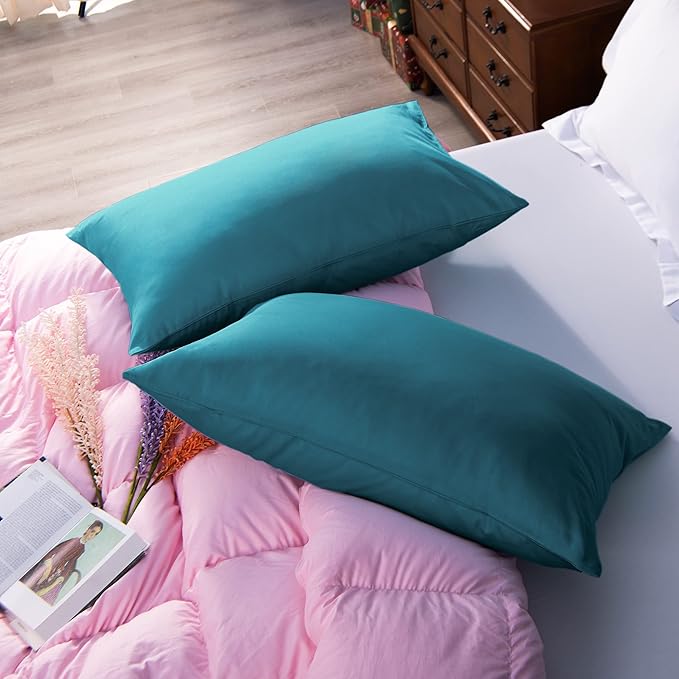 NTBAY Egyptian Cotton King Pillowcases - Set of 2, 500 Thread Count Cotton Pillowcases - Soft and Breathable Envelope Closure Pillow Cases - 20x36 Pillow Covers for Bed, Slate Blue