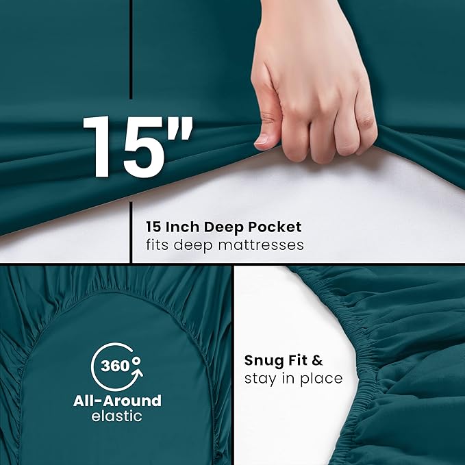 Utopia Bedding King Fitted Sheet - Bottom Sheet - Deep Pocket - Soft Microfiber - Shrinkage and Fade Resistant - Easy Care -1 Fitted Sheet Only (Teal)