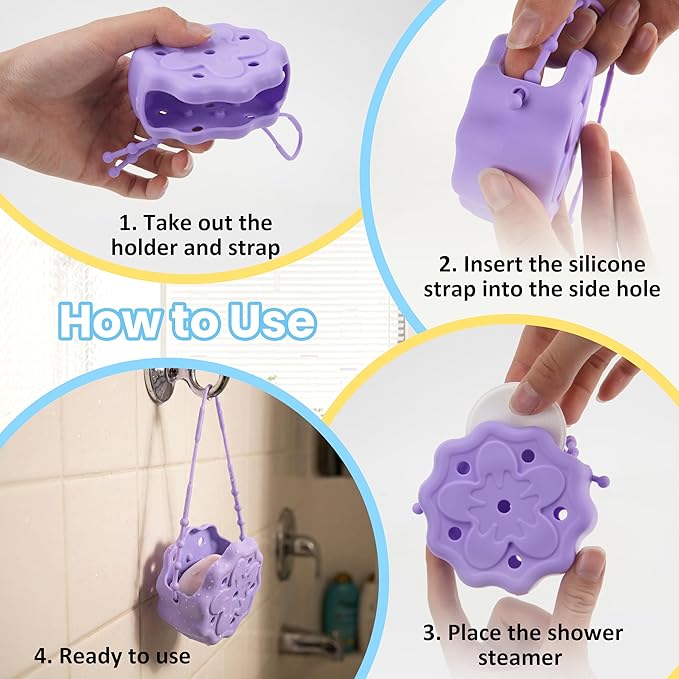 Purple Shower Steamer Tray, Silicone Soap Dish Holder, Hangable and Reusable Shower Steamer Holder/Hanger, Bath Bombs Holder, Shower Accessory, Aromatherapy Diffuser Containers, Gift for Her