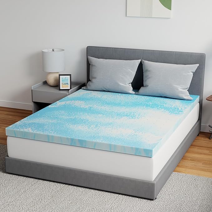 Novilla King Mattress Topper - 3 Inch Cooling Gel Infused Memory Foam Mattress Topper | Slow-Rebound Pressure Relief | Comfort for Sleeper Sofa, RV, Dorm Room