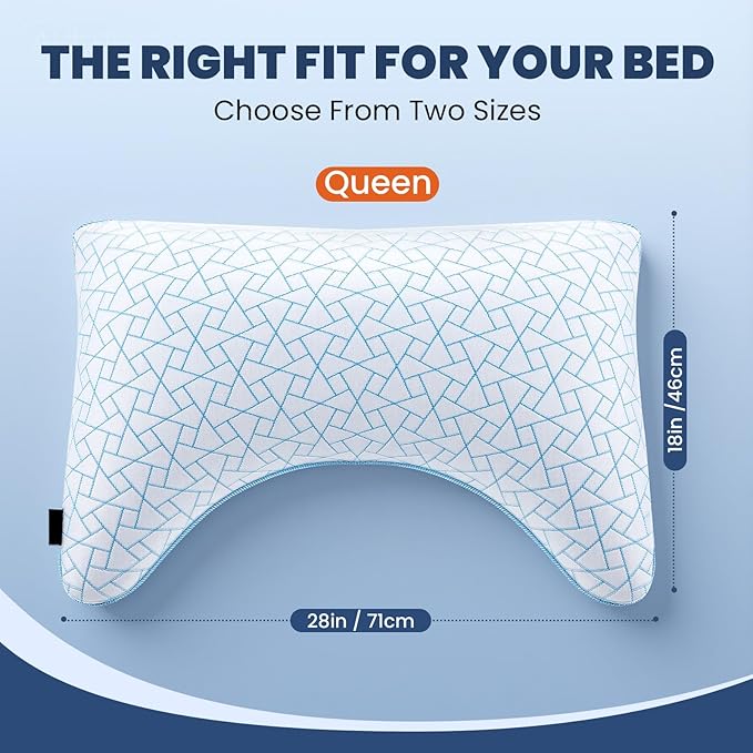 A-Pce Adjustable Pillow, Queen Size Bed Pillows for Sleeping, Shredded Memory Foam Pillows, Cooling Pillow for Side, Back, Stomach Sleepers, Bed Pillows for Hot Sleepers,Extra Fill Included