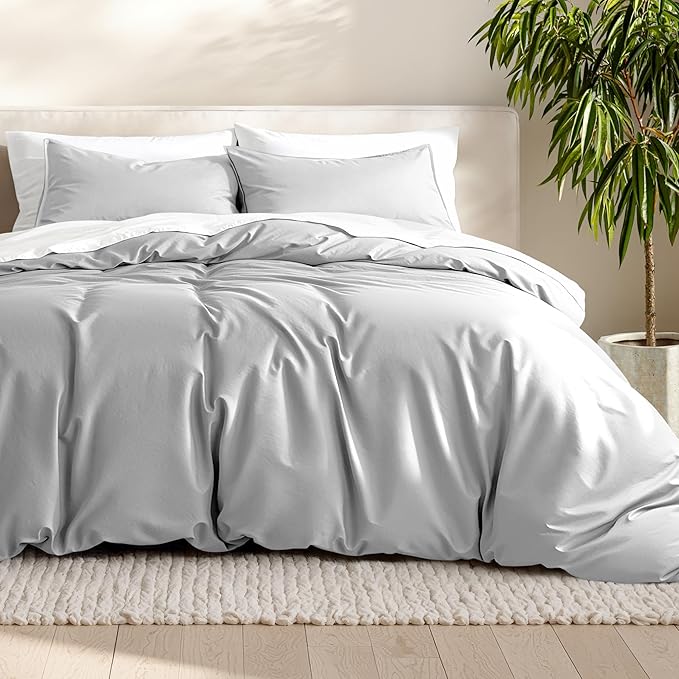 Bare Home Bedding Duvet Cover Full Size - Premium 1800 Super Soft Collection - Lightweight, Cooling - Soft Breathable Bedding Duvet Cover (Full, Cloud Grey)
