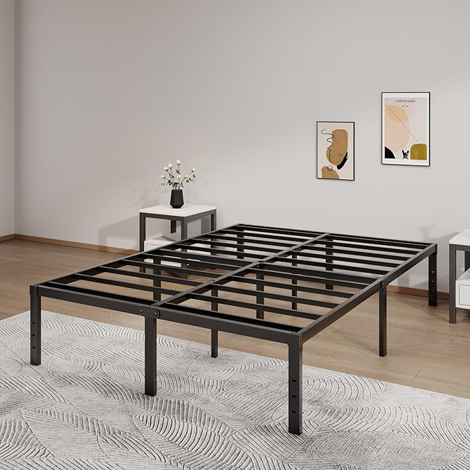 LUMUNANCE Metal Bed Frame King Size - 16 Inch Heavy-Duty King Platform Bed Frame No Box Spring Needed, Easy Assembly, Noise-Free, Sturdy Mattress Foundation, Underbed Storage Space