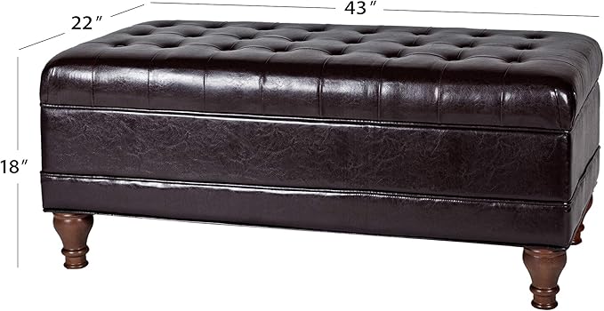 HomePop Deluxe Tufted Storage Bench with Hinged Lid, Espresso