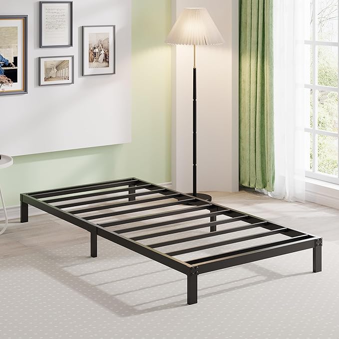 EMODA 6 Inch Twin XL Bed Frames No Box Spring Needed, Heavy Duty XL Twin Metal Platform Bed Frame, Noise Free, Easy Assembly, Black