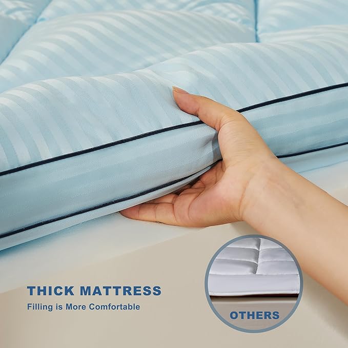 BEDLORE Twin XL Mattress Topper, Thick Pillow Top Pad for Back Pain Relief, Soft Mattress Cover with Deep Pockets 6-15 inch
