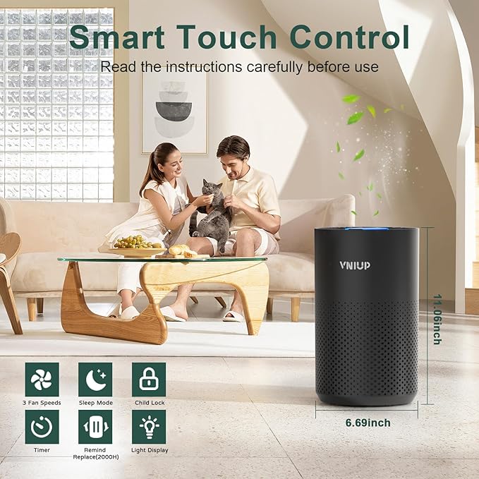 Air Purifiers for Bedroom Home up to 1350 ft² - Vniup H14 True HEPA Room Air Purifiers for Bedroom, with Fragrance Function Sleep Mode& Light Mode Air Cleaner for Pet Dander Odor Dust Smoke