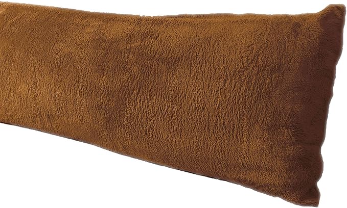 Extra Soft Body Pillow Cover, Sherpa/Microplush Material, 20x54 Inches, Zipper Closure (Caramel)