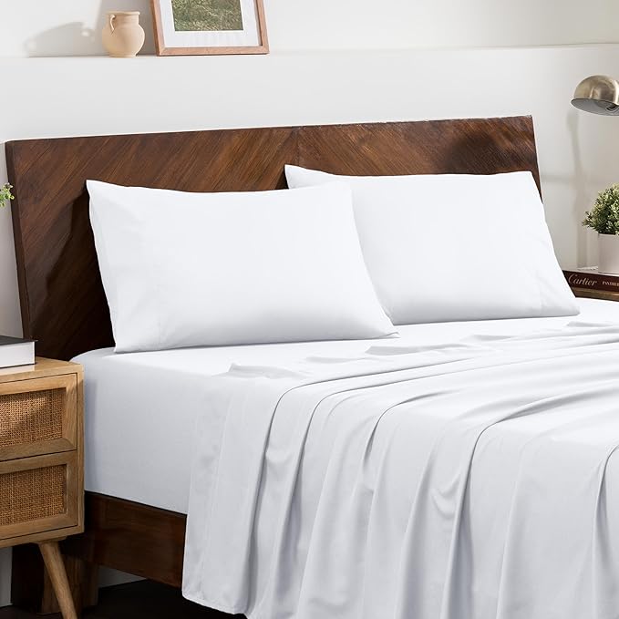 Bare Home Microfiber Pillow Cases - King 20x40 - Cooling Pillowcases - Double Brushed - Easy Care - Envelope Closure (King Pillowcase Set of 2, White)