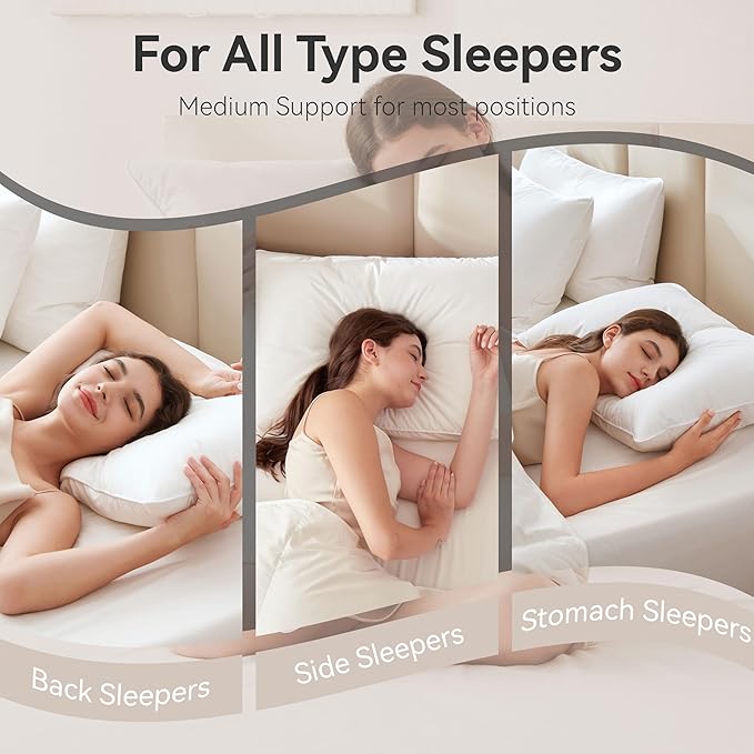 Goose Feather Down Pillows Queen Size Set of 1, Soft Pillows with 100% Organic Cotton Fabric, Luxury Hotel Quality Bed Pillow 1 Pack for Sleeping, Breathable & Fluffy (20" x 30")