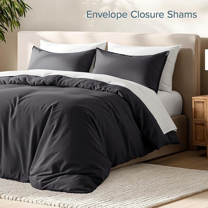 Bare Home Bedding Duvet Cover Oversized Queen - Premium 1800 Super Soft Collection - Lightweight, Cooling - Soft Breathable Bedding Duvet Cover (Oversized Queen, Forged Iron Grey)