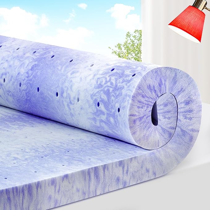 ELEMUSE 3 Inch Ventilated Design Memory Foam Twin Size Mattress Topper,Cooling Gel Infused Swirl Foam Pad for Pressure Relief Back Pain,Bed Topper for Body Support, CertiPUR-US Certified