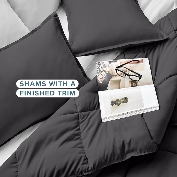 Bare Home Comforter Set - California King Size - Ultra-Soft - Goose Down Alternative - Premium 1800 Series - All Season Warmth (California King, Forged Iron Grey)