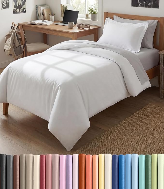Duvet Cover Twin/Twin XL Size Set - Extra Soft Twin/Twin XL Duvet Cover 68" x 90" with 1 Pillow Sham - Hotel Luxury, Easy Care, Fade Free w/ Zipper Closures & Ties - Comfy, Cozy & Breathable (White)