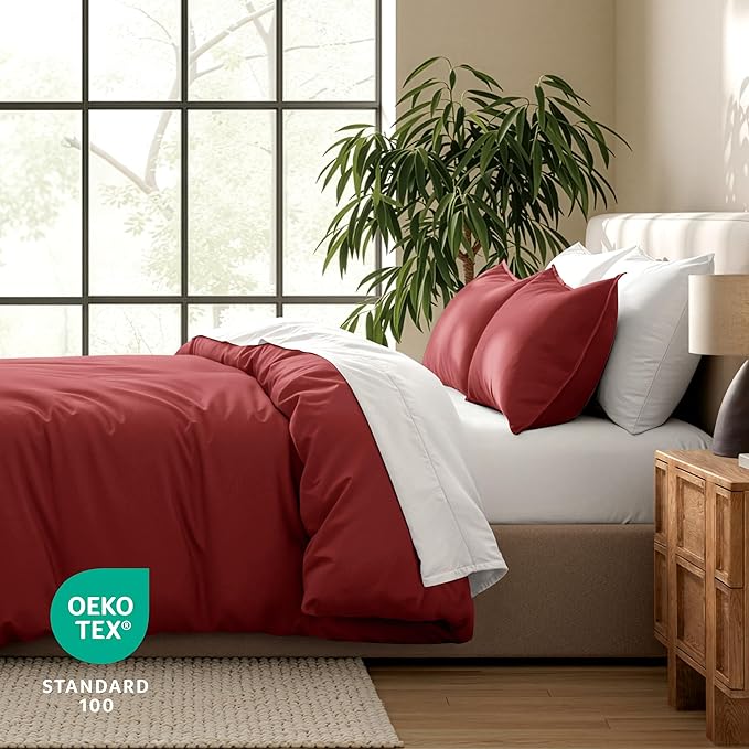 Bare Home Bedding Duvet Cover California King Size - Premium 1800 Super Soft Collection - Lightweight, Cooling - Soft Breathable Bedding Duvet Cover (Cal King, Rosewood)