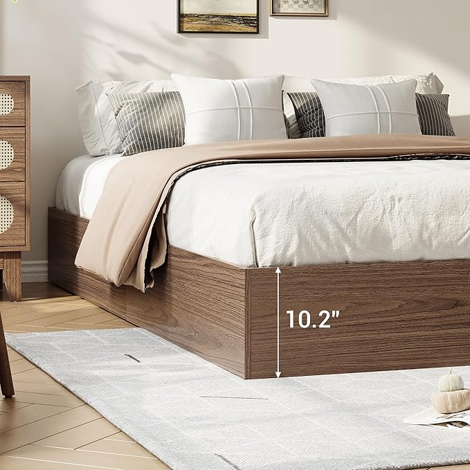 GarveeHome California King Wood Platform Bed Frame with 2 Storage Drawers, Wooden Bed Frame Without Headboard, Wood Slat Support, No Box Spring Needed, Easy Assembly