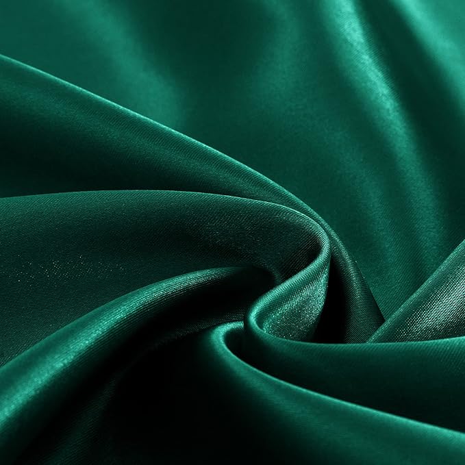 Homiest 3pcs Satin Sheets Set Luxury Silky Satin Bedding Set with Deep Pocket, 1 Fitted Sheet + 1 Flat Sheet + 1 Pillowcase (Twin Size, Blackish Green)