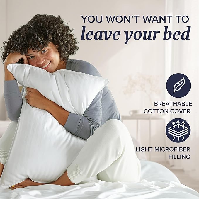 Beckham Hotel Collection Queen Size Pillows and Pillow Protectors - Sets of 2