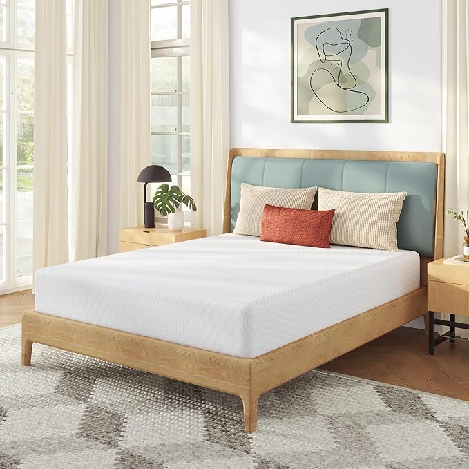 MLILY Queen Mattress in a Box, 10 inch Mattresses for Platform Bed Double Size Daybed, Green Tea Memory Foam Mattress for Cool Sleep & Pressure Relief, Medium