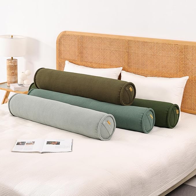 Cuddle Pillow – Corduroy Long Body Pillow for Adults, Cozy Bolster Pillow for Bed, Soft & Supportive for Relaxing Sleep,39 x 7.87 Inches,Peacock Blue