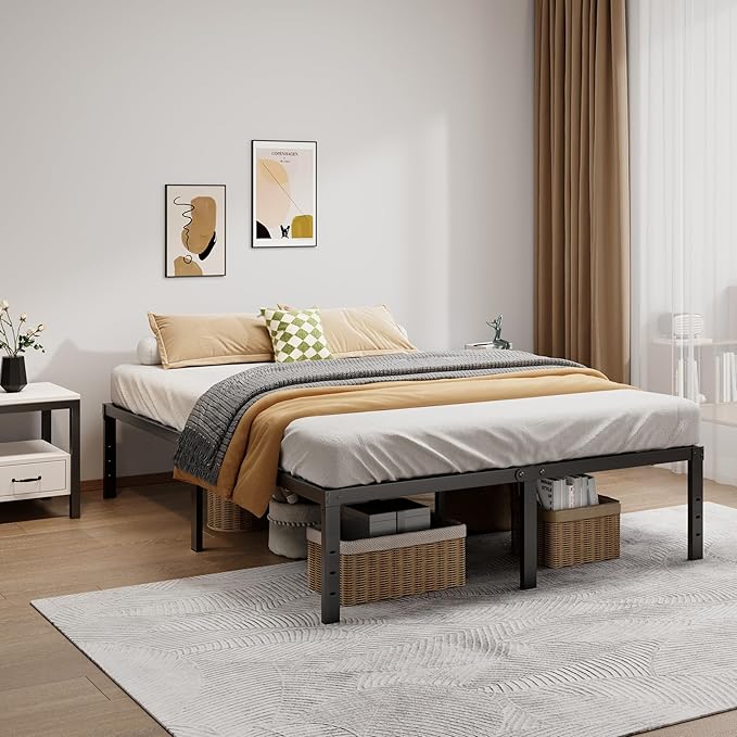 LUMUNANCE Metal Bed Frame Full Size - 16 Inch Heavy-Duty Full Platform Bed Frame No Box Spring Needed, Easy Assembly, Noise-Free, Sturdy Mattress Foundation, Underbed Storage Space