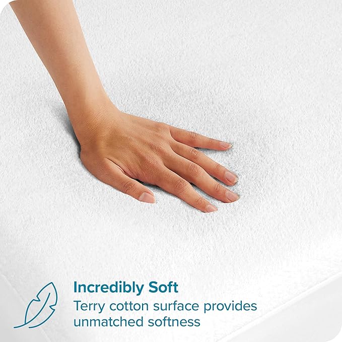 Bare Home Full Extra Long Size Mattress Protector - 100% Waterproof & Breathable - Premium Cooling Mattress Cover - Protects Against Spills - Vinyl Free - Protect Your Mattress (Full XL, White)