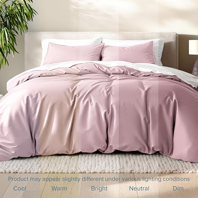 Bare Home Bedding Duvet Cover King Size - Premium 1800 Super Soft Collection - Lightweight, Cooling - Soft Breathable Bedding Duvet Cover (King, Dusty Pink)