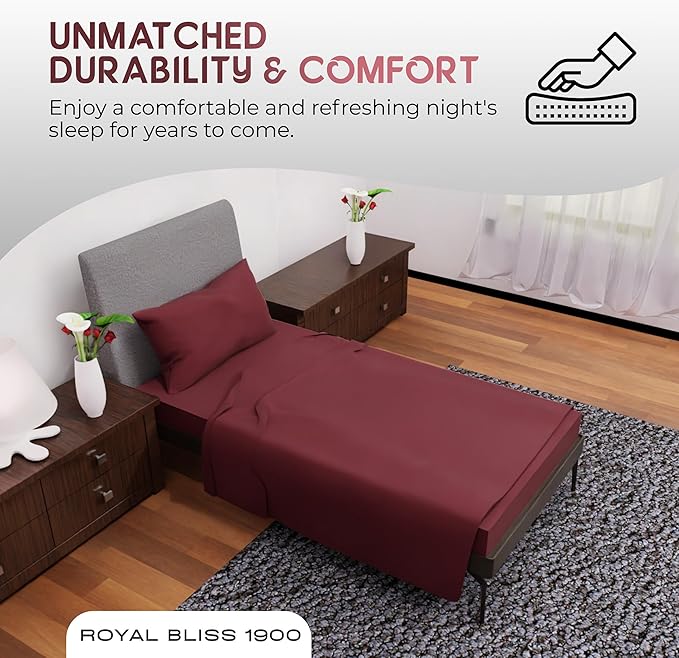 Twin Sheets Set -3 Pcs Set- Deep Pockets - Cooling Twin Bedding Sets - Soft and Comfortable Twin Bed Sheets - Twin Size Sheets Twin Sheet Set (Burgundy)
