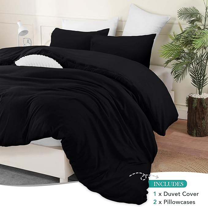 Utopia Bedding Duvet Cover Set with Pillowcases - 3 Pieces Bedding Duvet Cover with Zipper Closure - 1 Duvet Cover with 2 Pillowcases - Soft Brushed Microfiber (Queen, Black)