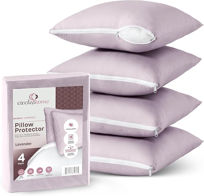 CIRCLESHOME European Pillow Protectors - 100% Cotton Breathable Pillowcases - 26 X 26 Square Pillowcases - Protects Pillows from Dirt, Dust and Debris (European- 2 Pack- 26x26)