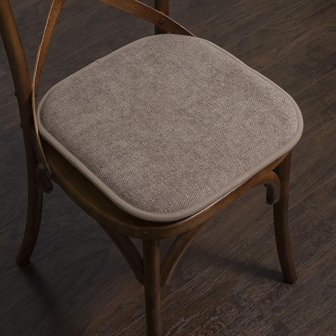 Sweet Home Collection Chair Cushion Memory Foam Pads Honeycomb Pattern Slip Non Skid Rubber Back Rounded Square 16" x 16" Seat Cover, 6 Pack, Alexis Chocolate