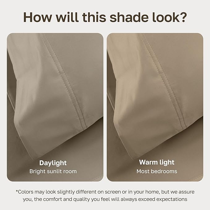CALIFORNIA DESIGN DEN Luxuriously Soft Hotel Quality 600 Thread Count, 100% Cotton Set of 2 Cases, Crisp & Cool Pillow Cases Queen Size, Fits Standard & Queen Pillows (Taupe)
