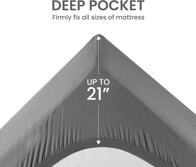 SLEEP ZONE Twin XL Cooling Mattress Topper for College Dorm, Premium Zoned Cool Mattress Pad Cover, Padded Mattress Protector Breathable Washable, Deep Pocket 8-21" (Grey, Twin XL)