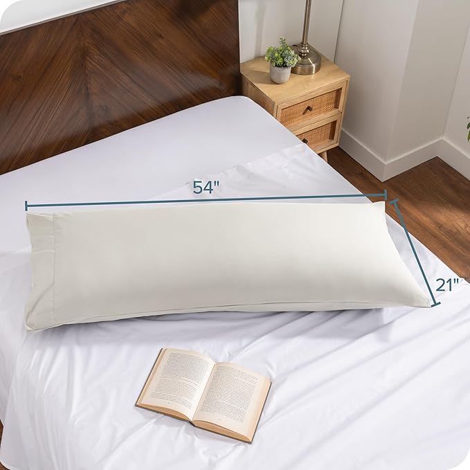 Bare Home Microfiber Body Pillow Cover - Ultra Soft & Cooling - Double Brushed - Envelope Closure - Easy Care (20''x54'' Body Pillow Cover, Cream)
