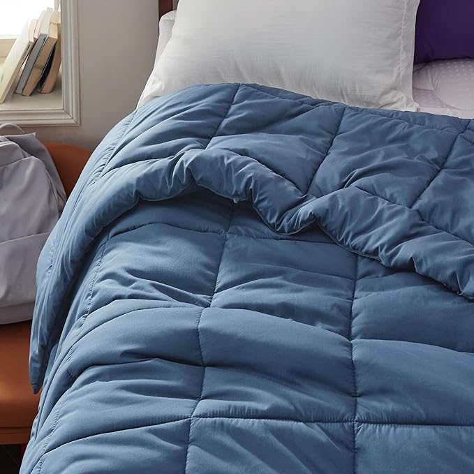 Bedsure Comforter Duvet Insert - Quilted Comforters Twin Size, All Season Duvet, GentleSoft Down Alternative Bedding Blanket, with 8 Tabs, Gifts for Women/Men, Dark Slate Blue, Twin 88 x 68 Inches