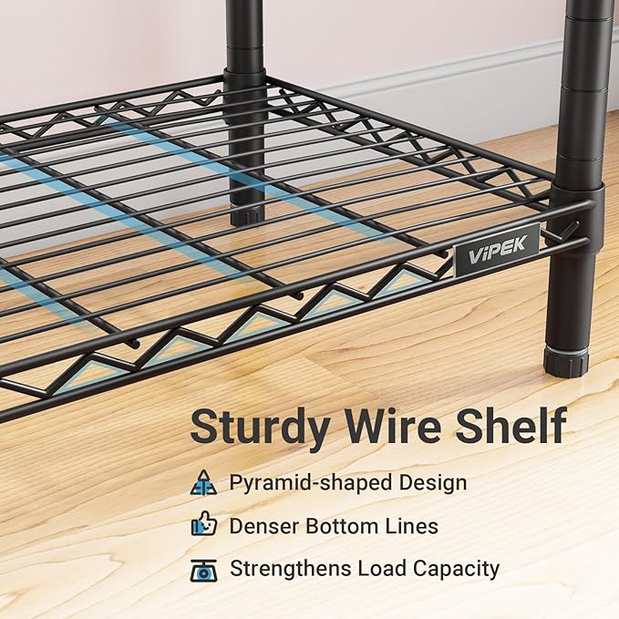 VIPEK V7C Garment Racks with Cover Portable Closets for Hanging Clothes, Heavy Duty Clothes Rack with Shelves Metal Closet Wardrobe, Max 670lbs, Black Rack with Grey Upgraded Polyester Cover