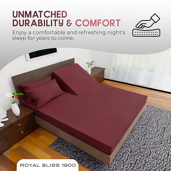 Top Split King Sheets Sets for Adjustable Bed, 4 Pcs Deep Pockets Double Brushed Microfiber Sheets, 34 Inch Split Top Fitted Sheet, 1 King Flat Sheet and 2 Pillowcases - Burgundy