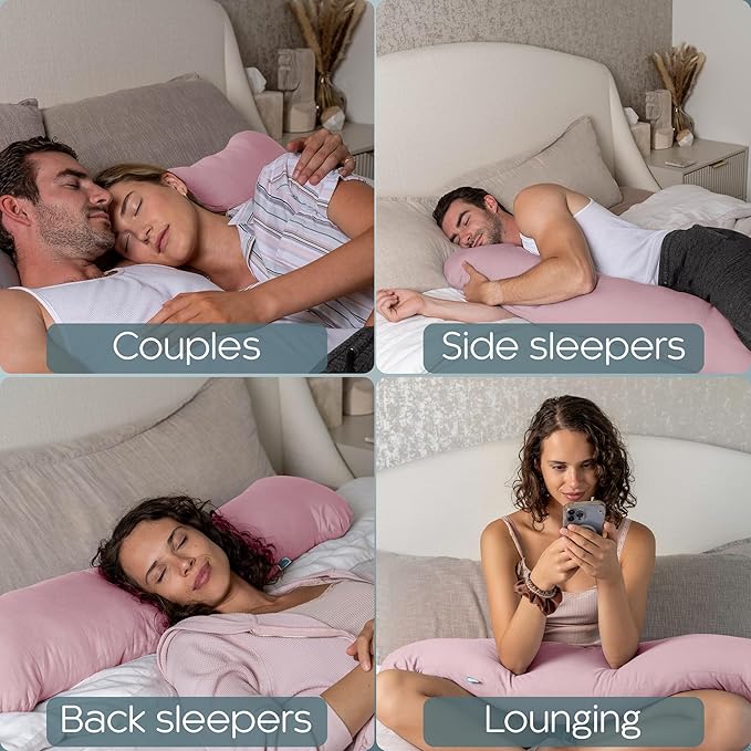 SleepCloud Weighted Body Pillow 8lbs - Weighted Pillow for Deeper Sleep (48" x 14") - Cooling Body Pillows for Adults, Side Sleeper Body Pillows with Cover (X-Large/Blossom)