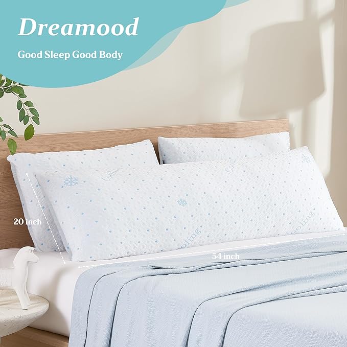 Dreamood Cooling Body Pillow Firmer 3200g 100% Shredded Memory Foam Body Pillows for Adults Side Sleeper Pregnancy Full Body Pillow 20x54 inch Adjustable with Washable Cover