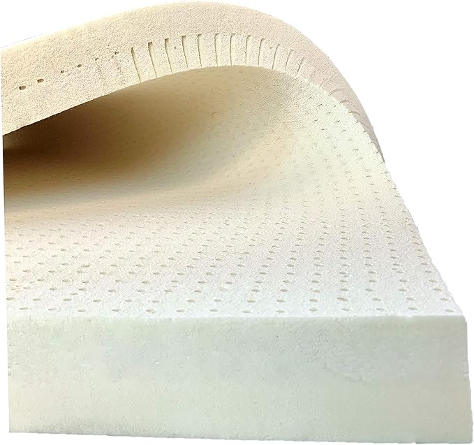 2” Inch Dual Zone Organic Latex Mattress Topper with Organic Cotton Zippered Cover with (King, Soft & Firm), GOTS & GOLS Certified, Back Pain Support, Pressure Point Relief, Breathable & Cooling
