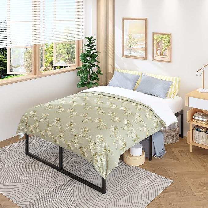 Lutown-Teen 18 Inch California King Bed Frames Sturdy Mattress Foundation, Heavy Duty Metal Cal King Platform with Steel Slats Support No Box Spring Needed, Noise Free, Easy Assembly, Black