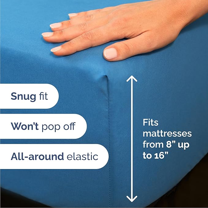 Cal King Size 4 Piece Sheet Set - Comfy Breathable & Cooling Sheets - Hotel Luxury Bed Sheets for Women & Men - Deep Pockets, Easy-Fit, Soft & Wrinkle Free Sheets - Denim Blue Oeko-Tex Bed Sheet Set