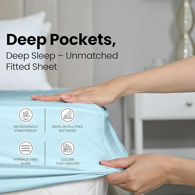 Utopia Bedding Queen Fitted Sheet - Bottom Sheet - Deep Pocket - Soft Microfiber - Shrinkage and Fade Resistant - Easy Care -1 Fitted Sheet Only (Ice Blue)