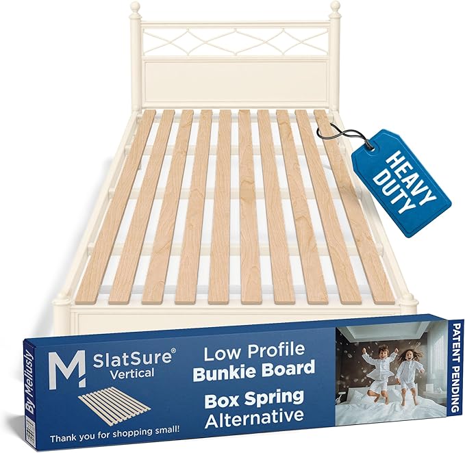 Meliusly SlatSure Full Size Bunkie Board – Heavy Duty Vertical Bed Slats & Foldable Wooden Support Board for Sagging Mattress or Platform Bed Frame, Box Spring Alternative and Replacement