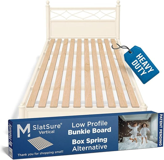Meliusly SlatSure Full Size Bunkie Board – Heavy Duty Vertical Bed Slats & Foldable Wooden Support Board for Sagging Mattress or Platform Bed Frame, Box Spring Alternative and Replacement