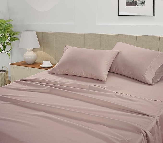 LANE LINEN Cal King Sheet Set - 450 Thread Count Premium Sateen Weave for Hotel Quality Softness - Extra Comy & Breathable Cotton Sheets for Luxury Guest Rooms - Oeko Tex Certified - Silver