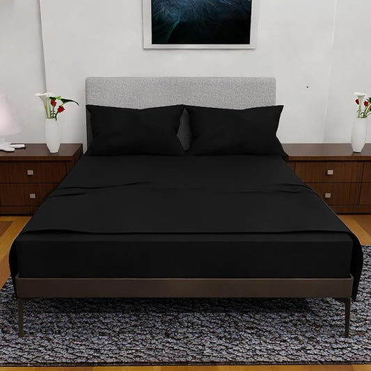 California King Sheets Set - 4 Piece Bedding - Wrinkle Free, Fade Resistant, Double Brushed Microfiber - Deep Pockets/Easy Fit - 1800 Series Ultrasoft, Cooling Sheets (Black)