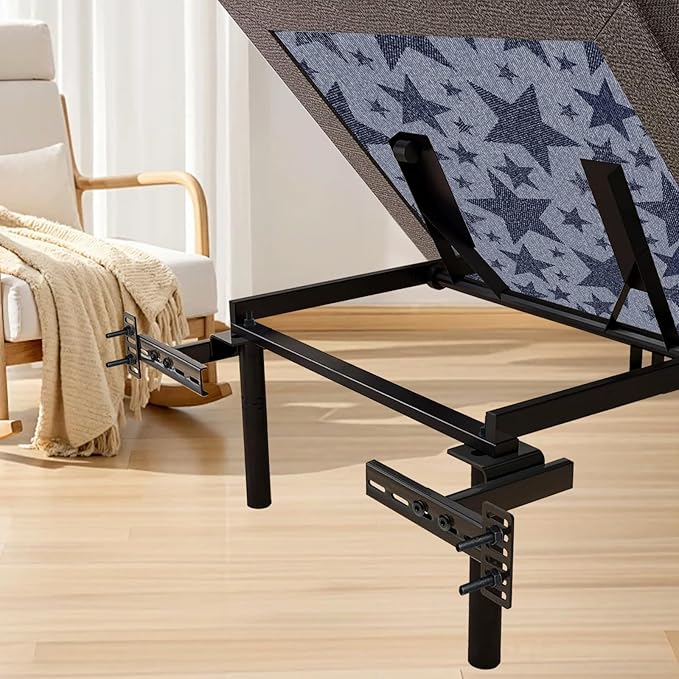 2 Pack Headboard Bracket Kit for Metal Bed Frame, Adjustable Headboard & Footboard Extension Brackets, Fits Twin, Full, Queen, King Size Bed, Matte Black