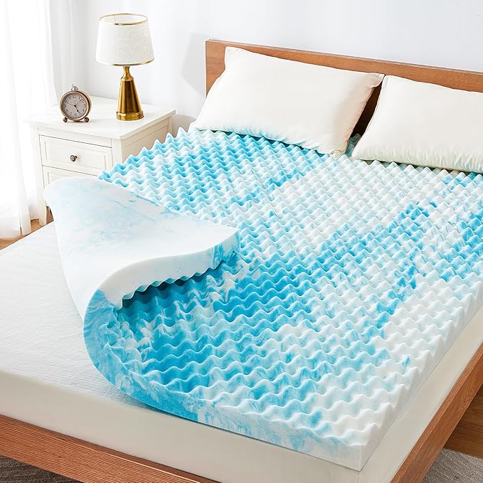 Marsail Full Size 3-inch Egg Crate Memory Foam, Mattress Topper with Infused Cooling Gel for Sleeper Sofa, RV, Camper, CertiPUR-US® Certified