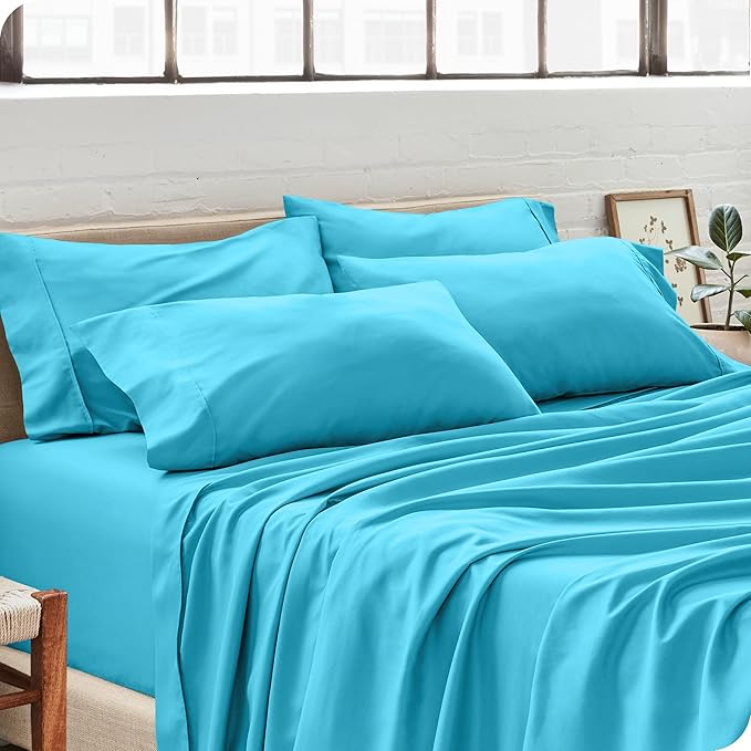 Bare Home Microfiber Bulk Pillow Cases - Standard/Queen Size Set of 4 - Cooling Pillowcases - Double Brushed - Aqua Pillowcases 4 Pack - Easy Care (Standard - 4 Pack, Aqua)